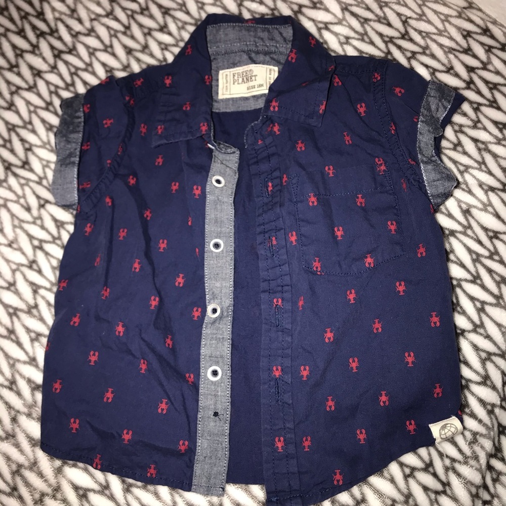 baby short sleeve lobster button down shirt